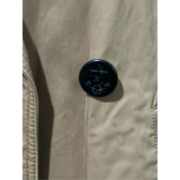 J.Crew factory Bonded Trench coat Tan nautical buttons 8p - Picture 3 of 7